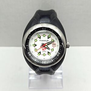 Mens Vintage FREESTYLE 212 Diver Quartz Watch 43mm Black 200M New Battery